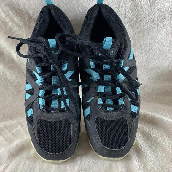 Focus Womens Size 8 Black Turquoise Lace Up Running Shoes Sneakers - Picture 2 of 7